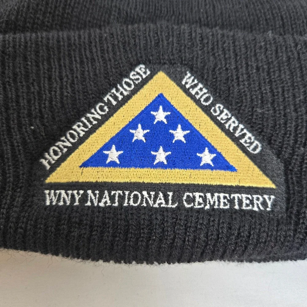 WNY National Cemetery‎ Beanie Black Honoring Those Who Served Folded Flag Patch